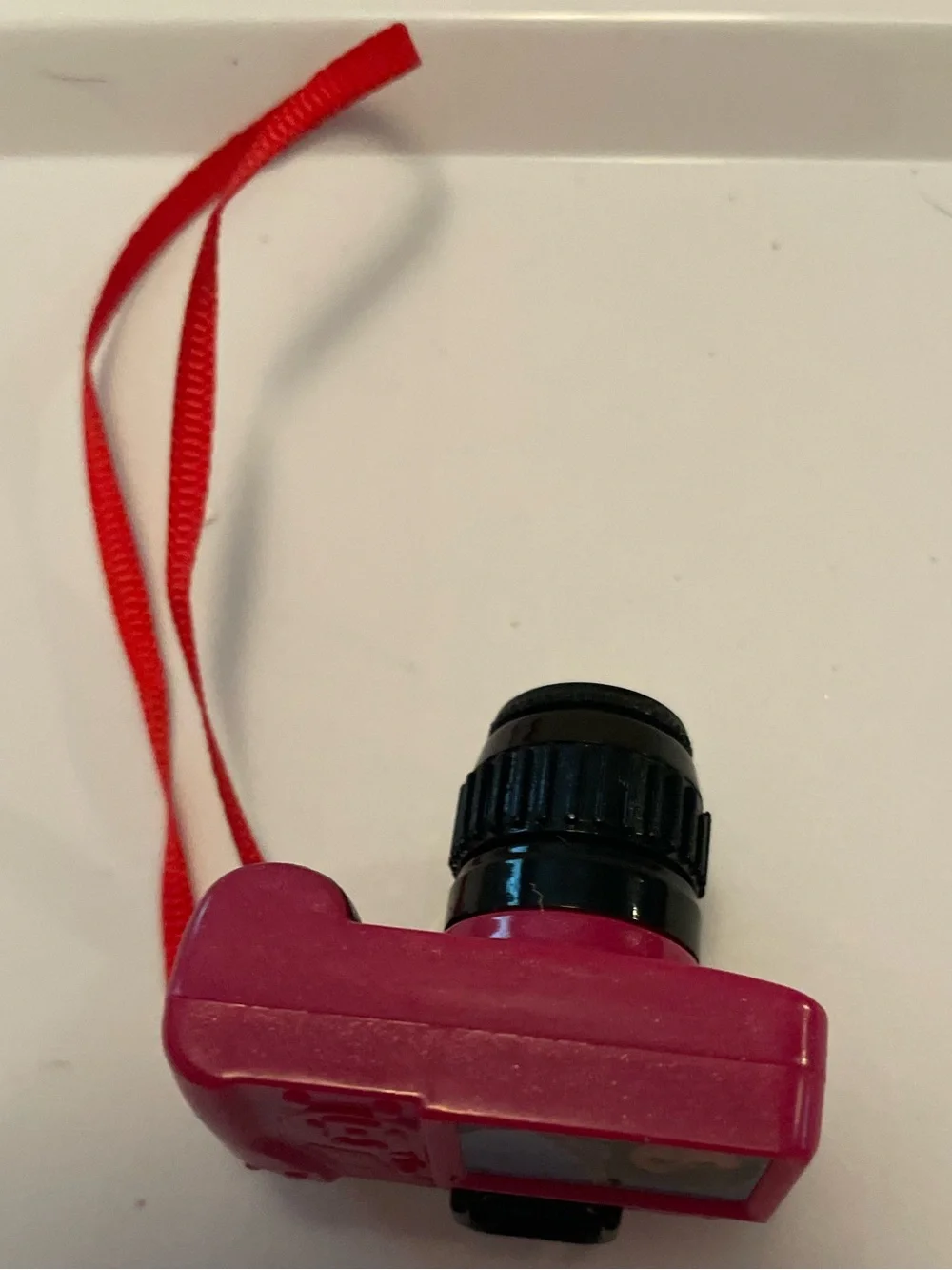 Doll camera accessory Pink Mini Toy Camera Necklace with Red Strap